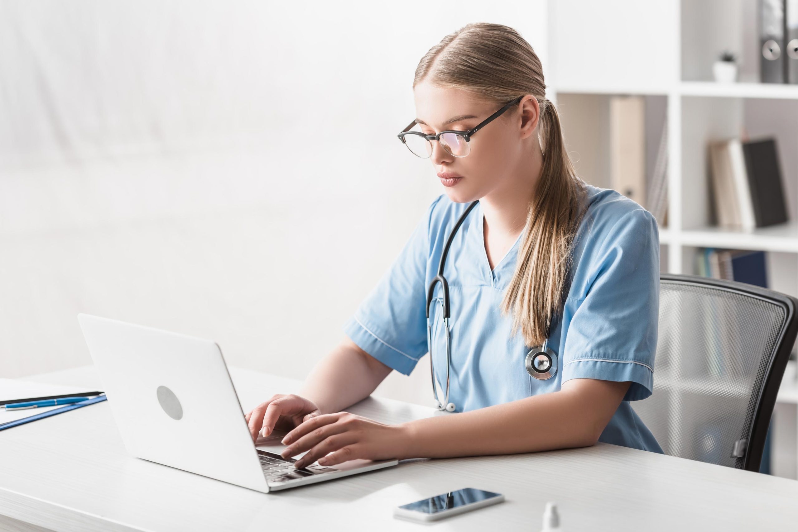 Vet using a Laptop